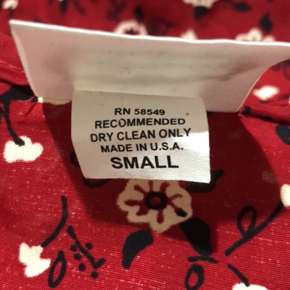 Brenda’s Shabby Sheik Dress Red and White Floral Print Ruffled Bottom - Picture 6 of 9